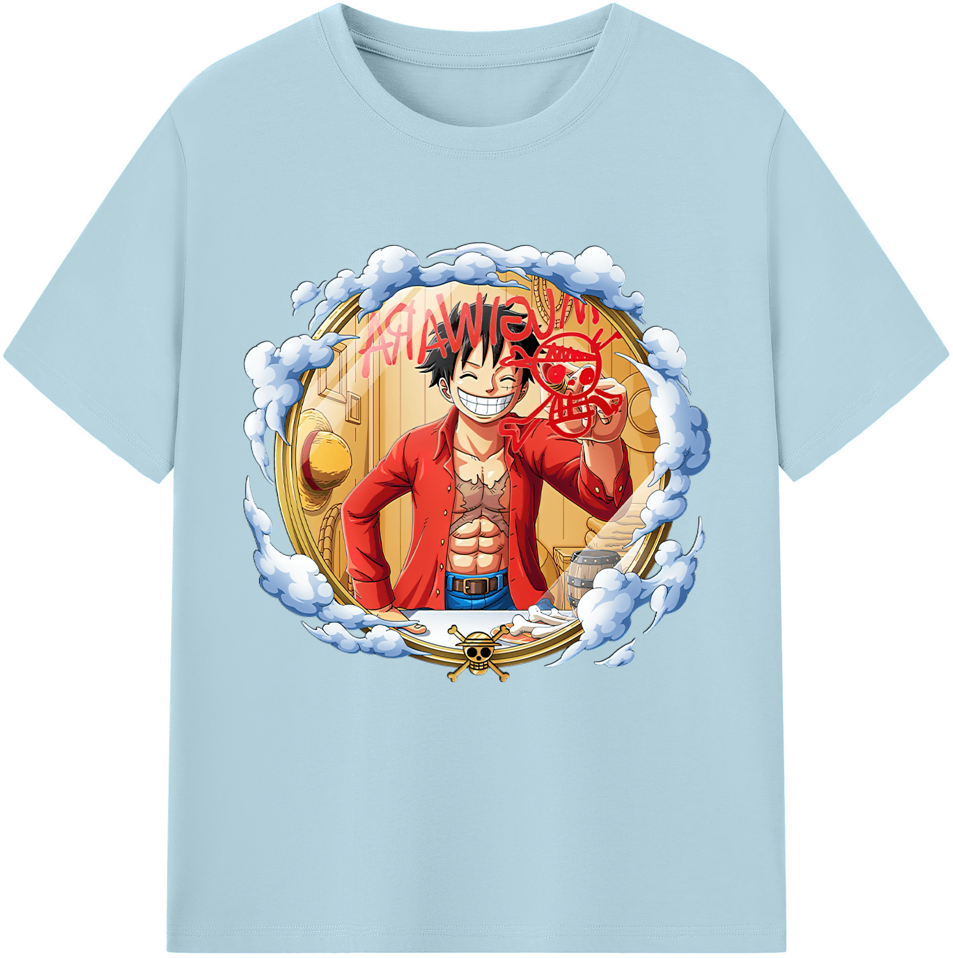 ワンピース モンキー・D・ルフィ ONE PIECE Monkey D. Luffy 綿100％半袖Tシャツ（フロントプリント）